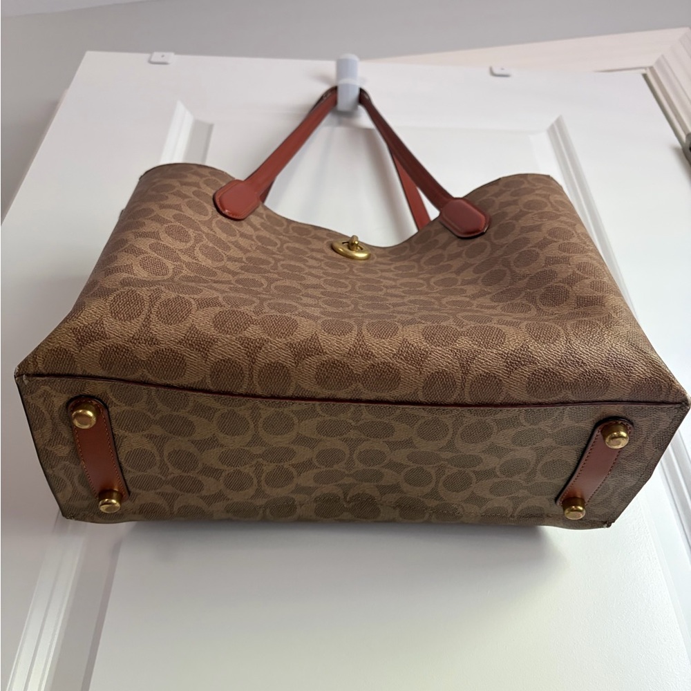 Coach Brown Signature Canvas Tote with Saddle Leather Straps - Picture 7 of 14